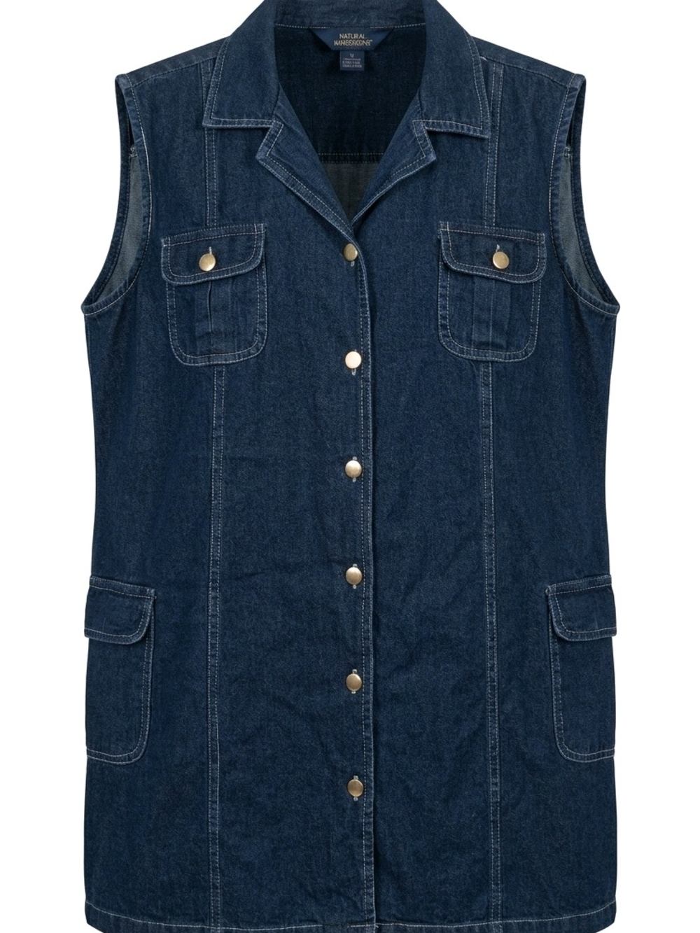 Impressions Dark Blue Sleeveless Denim Vest JacketSize Large